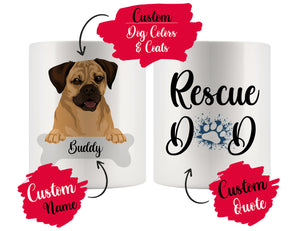 Personalized Puggle Dog Rescue Mom Dad Mug, Best Dog Owner Gift