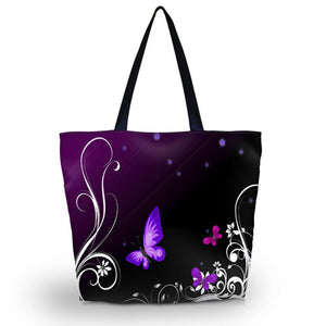 Red & Purple Butterfly Soft Foldable Shopping Bag - Freedom Look