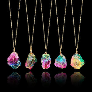Rainbow Natural Stone Necklace - Freedom Look