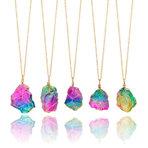 Rainbow Natural Stone Necklace - Freedom Look