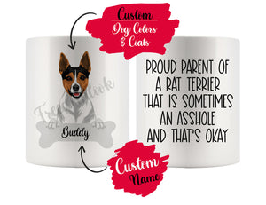 Personalized Rat Terrier Dog Mom Dad Mug, Funny Dog Owner Gift