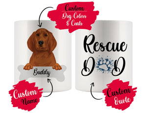 Personalized Redbone Coonhound Dog Rescue Mom Dad Mug, Best Dog Owner Gift