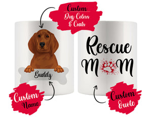 Personalized Redbone Coonhound Dog Rescue Mom Dad Mug, Best Dog Owner Gift