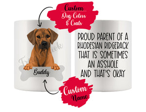 Personalized Rhodesian Ridgeback Dog Mom Dad Mug, Funny Dog Owner Gift
