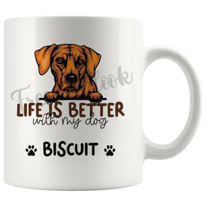 Personalized Rhodesian Ridgeback Dog Mom Dad Mug, Custom Dog's Name Gift