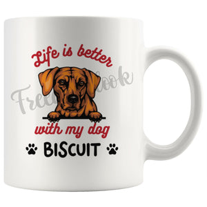 Personalized Rhodesian Ridgeback Dog Mom Dad Mug, Custom Dog's Name Gift