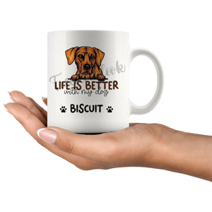 Personalized Rhodesian Ridgeback Dog Mom Dad Mug, Custom Dog's Name Gift