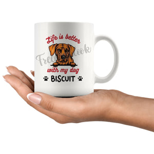 Personalized Rhodesian Ridgeback Dog Mom Dad Mug, Custom Dog's Name Gift