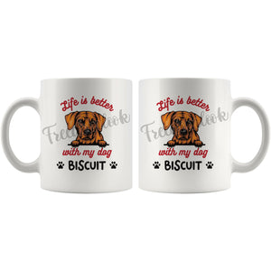 Personalized Rhodesian Ridgeback Dog Mom Dad Mug, Custom Dog's Name Gift