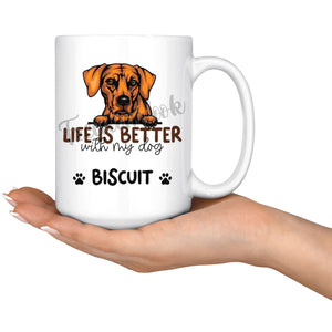 Personalized Rhodesian Ridgeback Dog Mom Dad Mug, Custom Dog's Name Gift