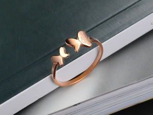 Rose Gold Plated Unique Butterfly Ring - Freedom Look