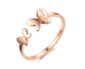 Rose Gold Plated Unique Butterfly Ring - Freedom Look