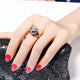 Trendy Rose Gold Ring with Gray Pearl & Leaf - Freedom Look