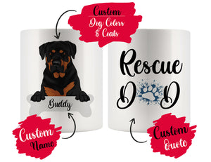Personalized Rottweiler Dog Rescue Mom Dad Mug, Best Dog Owner Gift
