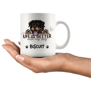 Personalized Rottweiler Dog Mom Dad Mug, Custom Dog's Name Gift