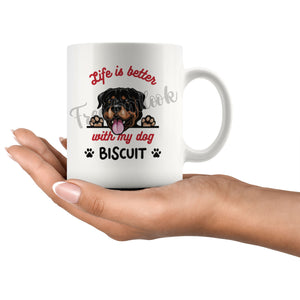 Personalized Rottweiler Dog Mom Dad Mug, Custom Dog's Name Gift