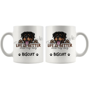 Personalized Rottweiler Dog Mom Dad Mug, Custom Dog's Name Gift
