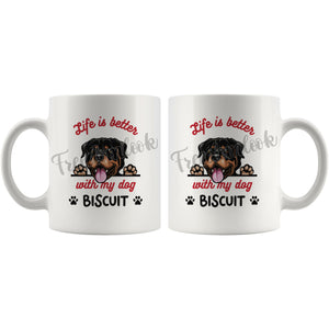Personalized Rottweiler Dog Mom Dad Mug, Custom Dog's Name Gift