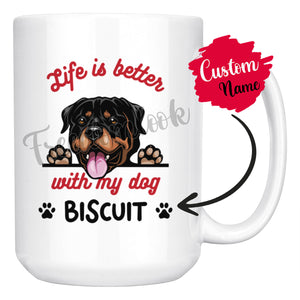 Personalized Rottweiler Dog Mom Dad Mug, Custom Dog's Name Gift