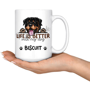 Personalized Rottweiler Dog Mom Dad Mug, Custom Dog's Name Gift