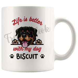 Personalized Rottweiler Dog Mom Dad Mug, Custom Dog's Name Gift