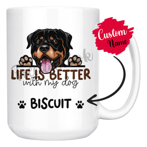 Personalized Rottweiler Dog Mom Dad Mug, Custom Dog's Name Gift