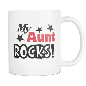 My Aunt Rocks Mug - Best Auntie Ever Coffee Mug - I Love Auntie Mug - Worlds Greatest Auntie - Best Bucking Aunt - Great Gift For Your Aunt (11 oz)