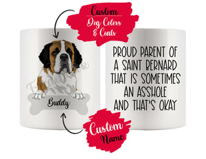 Personalized Saint Bernard Dog Mom Dad Mug, Funny Dog Owner Gift