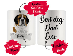 Personalized Saint Bernard Dog Mom Dad Mug, Best Dog Owner Gift