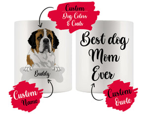 Personalized Saint Bernard Dog Mom Dad Mug, Best Dog Owner Gift