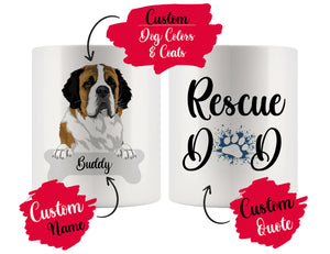 Personalized Saint Bernard Dog Rescue Mom Dad Mug, Best Dog Owner Gift