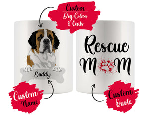 Personalized Saint Bernard Dog Rescue Mom Dad Mug, Best Dog Owner Gift