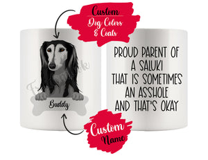 Personalized Saluki Dog Mom Dad Mug, Funny Dog Owner Gift