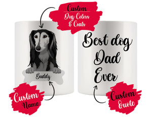 Personalized Saluki Dog Mom Dad Mug, Best Dog Owner Gift
