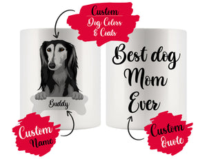 Personalized Saluki Dog Mom Dad Mug, Best Dog Owner Gift