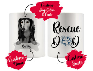 Personalized Saluki Dog Rescue Mom Dad Mug, Best Dog Owner Gift