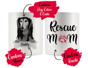 Personalized Saluki Dog Rescue Mom Dad Mug, Best Dog Owner Gift