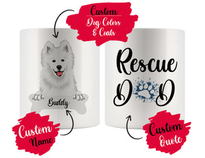 Personalized Samoyed Dog Rescue Mom Dad Mug, Best Dog Owner Gift