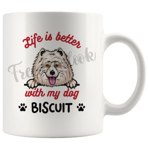 Personalized Samoyed Laika Dog Mom Dad Mug, Custom Dog's Name Gift