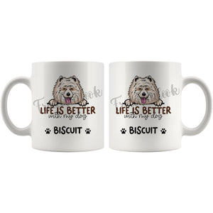Personalized Samoyed Laika Dog Mom Dad Mug, Custom Dog's Name Gift