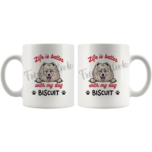 Personalized Samoyed Laika Dog Mom Dad Mug, Custom Dog's Name Gift