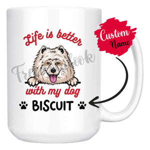 Personalized Samoyed Laika Dog Mom Dad Mug, Custom Dog's Name Gift