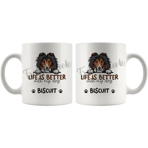 Personalized Shetland Sheepdog Dog Mom Dad Mug, Custom Dog's Name Gift