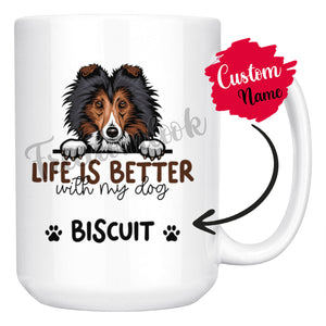 Personalized Shetland Sheepdog Dog Mom Dad Mug, Custom Dog's Name Gift