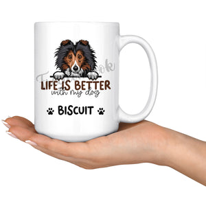 Personalized Shetland Sheepdog Dog Mom Dad Mug, Custom Dog's Name Gift
