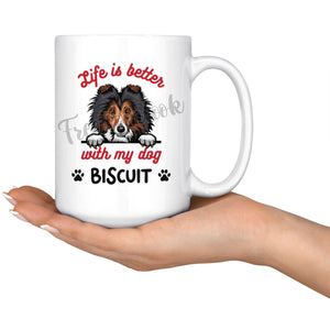 Personalized Shetland Sheepdog Dog Mom Dad Mug, Custom Dog's Name Gift