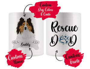Personalized Shetland Sheepdog Dog Rescue Mom Dad Mug, Best Dog Owner Gift