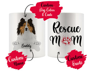 Personalized Shetland Sheepdog Dog Rescue Mom Dad Mug, Best Dog Owner Gift
