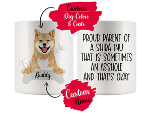 Personalized Shiba Inu Dog Mom Dad Mug, Funny Dog Owner Gift