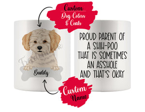 Personalized Shih-Poo Dog Mom Dad Mug, Funny Dog Owner Gift